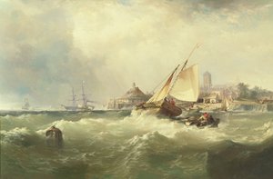 New Castle en el Delaware de Edward Moran