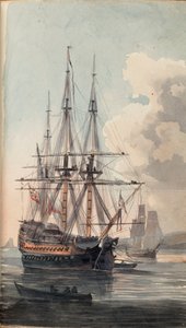 Vista del buque Inflexible de Su Majestad, principios del siglo XIX (acuarela) de Edward Pelham Brenton