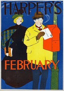 Hombre llevando su carta de San Valentín de Edward Penfield