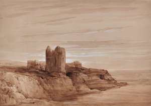 Paisaje marino de una torre en un acantilado de Edward Pretty