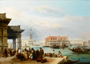 El Mollo de la Dogana, Venecia (óleo sobre tabla)