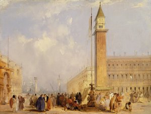 La Piazzetta, Venecia (óleo sobre tabla) de Edward Pritchett