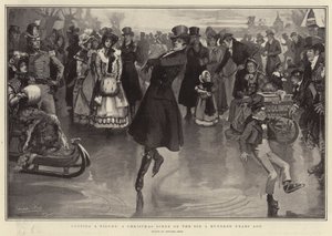 Cortando una figura, una escena navideña en el hielo hace cien años de Edward Read