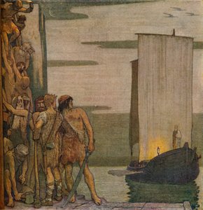 El desembarco de San Patricio en Irlanda, c1912, 1914 de Edward Reginald Frampton