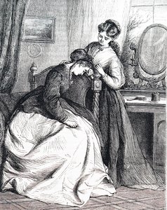 Una hermana mayor consolando a su hermana menor