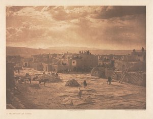 Cartera XVI, Lámina 565: Un día de fiesta en Acoma de Edward S. Curtis