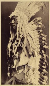 Persona mayor, Piegan. Los jóvenes no desaprovechan ninguna ocasión de fiesta pública para ponerse las ropas de su padre guerrero. Foto tomada del volumen 6 de la enciclopedia publicada por Edward S. Curtis (1868-1952) sobre los indios de América del Norte de Edward Sheriff Curtis