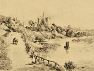 El Coquet: El castillo de Warkworth desde la carretera de Amble, c.1880 (grabado) de Edward Slocombe