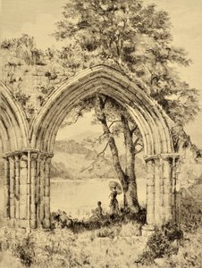 El Forth: Lake of Menteith from Inchmahome Priory, c.1880 (grabado) de Edward Slocombe