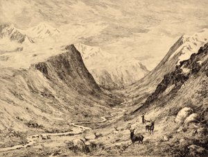 El Highland Dee: Reunión de Garchary y Larig Burns, c.1880 (grabado) de Edward Slocombe