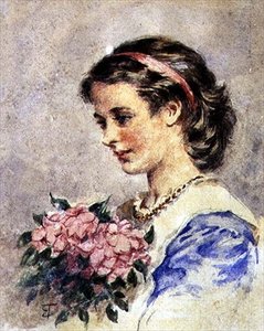 Joven con un ramo de flores rosas