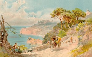 Carretera de la costa cerca de Sóller, Mallorca (litografia en color) de Edward Theodore Compton
