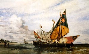 Escena de playa de Edward William Cooke
