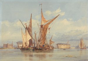 Batería a prueba de bombas cerca de Gillingham, en el Medway... de Edward William Cooke