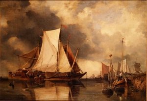 Barcos de pesca varados en el Escalda de Edward William Cooke