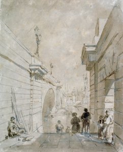 Puente de Londres mirando al norte desde el desembarco superior de los escalones cerca de Tooley Street de Edward William Cooke