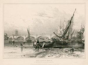 Nuevo Puente de Londres, desde Billingsgate (marea baja) dibujado el 31 de julio de 1832 de Edward William Cooke