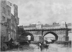 El extremo de Southwark del Puente de Londres Antiguo, 1831, 1912