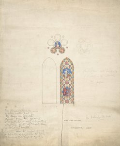 Diseño para vitrales en la iglesia de Ditteridge, ca. 1859 de Edward William Godwin