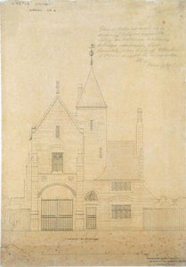 Elevación frontal del Castillo Ashby, Lodge No.2 de Edward William Godwin