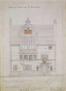 Dibujo de trabajo para Casa y Estudio para F. Miles Esq, Tite Street, Chelsea, 1878-79 de Edward William Godwin