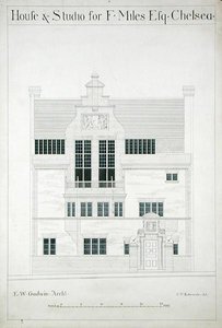 Casa y estudio para F. Miles Esq, Chelsea, grabado por C.P. Edwards de Edward William after Godwin