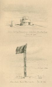 Cairn dejado por los noruegos y la marca del Polo Sur de Amundsen, enero de 1912, 1913 de Charles Edward Wilson