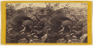 Central Park. Puente rústico de piedra, que lleva el paseo sobre el paseo y el arroyo, extremo norte del parque. de Edward and Henry T. Anthony and Co.