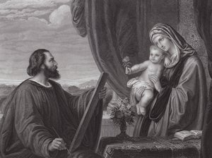San Lucas y la Virgen (grabado)