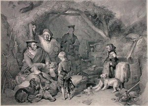 La destilería de whisky de las Tierras Altas, grabado por Robert Graves, publicado en 1876 (grabado)