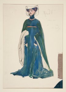 Una dama, boceto de vestuario para Henry Irving de Edwin Austin Abbey