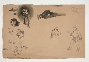 Estudios de figuras variadas (anverso y reverso) de Edwin Austin Abbey