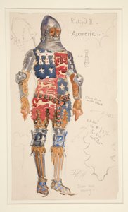 Aumerle (armado), boceto de vestuario para Henry Irving de Edwin Austin Abbey