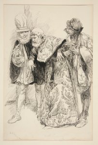Protestas de Baptista, ilustración para el Acto I, Escena i, La fierecilla domada de Edwin Austin Abbey