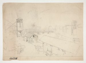 Escena de carga de barcazas en un río de Edwin Austin Abbey