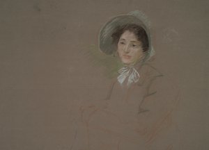 Boceto de busto de una mujer con un gorro de Edwin Austin Abbey