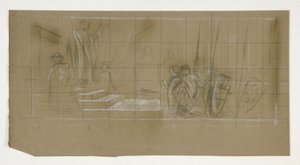 Estudio de composición para The Departure, de The Quest of the Holy Grail (una serie de quince pinturas para la Biblioteca Pública de Boston, completada en 1901) de Edwin Austin Abbey