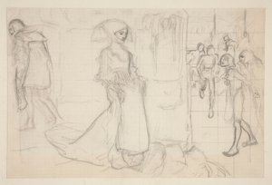 Estudio de composición para el cuadro Fausto y Margarita de Edwin Austin Abbey