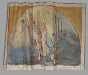 Estudio de composición, para The Spirit of Light, Rotonda, Capitolio del estado de Pensilvania, Harrisburg de Edwin Austin Abbey
