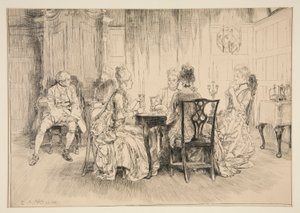 Escena de comedor - ilustración para Austin Dobson de Edwin Austin Abbey
