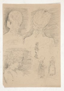 Dibujo de un busto de escultura de Edwin Austin Abbey