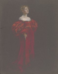 Figura femenina en azul y rosa. de Edwin Austin Abbey