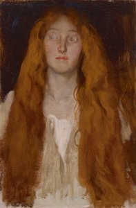 Figura Estudio de Ofelia, para La escena del juego, Hamlet, Acto III, Escena II de Edwin Austin Abbey