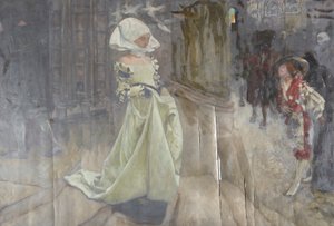 Estudio de figuras, posiblemente para Margaret y Faust de Edwin Austin Abbey