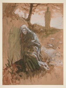 Figura en maderas - ilustración no identificada de Edwin Austin Abbey
