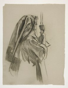 Estudio de figuras para el nombramiento de caballero de Sir Galahad, de The Quest of the Holy Grail (una serie de 15 pinturas para la Biblioteca Pública de Boston, completada en 1901) de Edwin Austin Abbey