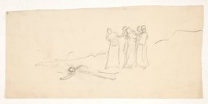 Figuras, boceto de una obra de Shakespeare no identificada de Edwin Austin Abbey