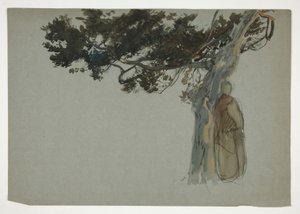 Figuras de pie debajo de un árbol - (ilustración no identificada) de Edwin Austin Abbey