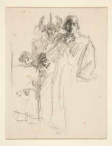 Galahad at Castle, estudio para The Quest of the Holy Grail (serie de quince pinturas para la Biblioteca Pública de Boston, completada en 1901) de Edwin Austin Abbey