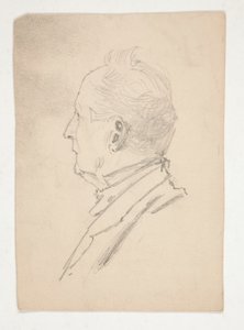 cabeza de un hombre (anverso); Fragmentos de bocetos (verso) de Edwin Austin Abbey